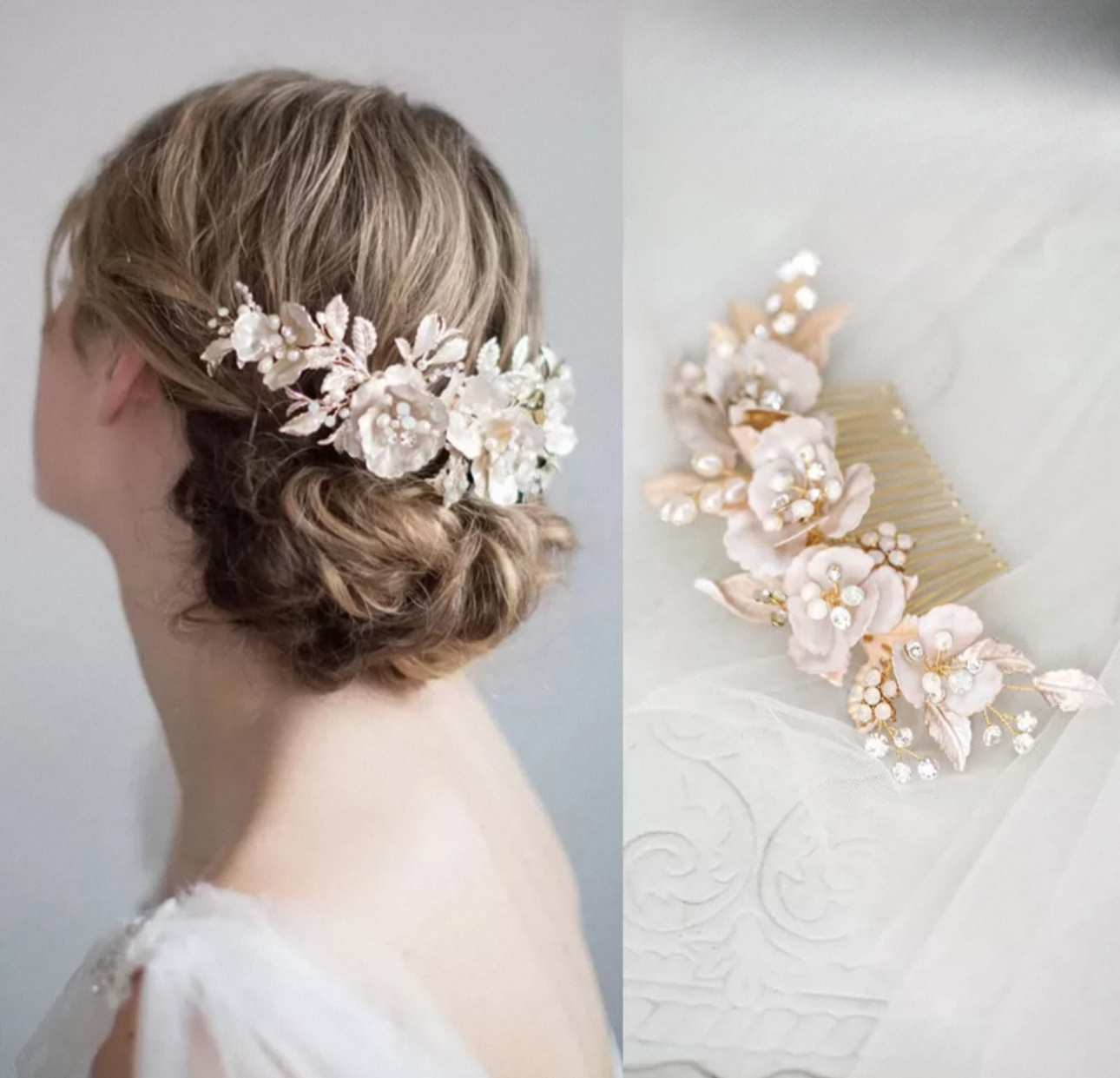 HCD-879-2 | Blush Garden Bloom Bridal Comb