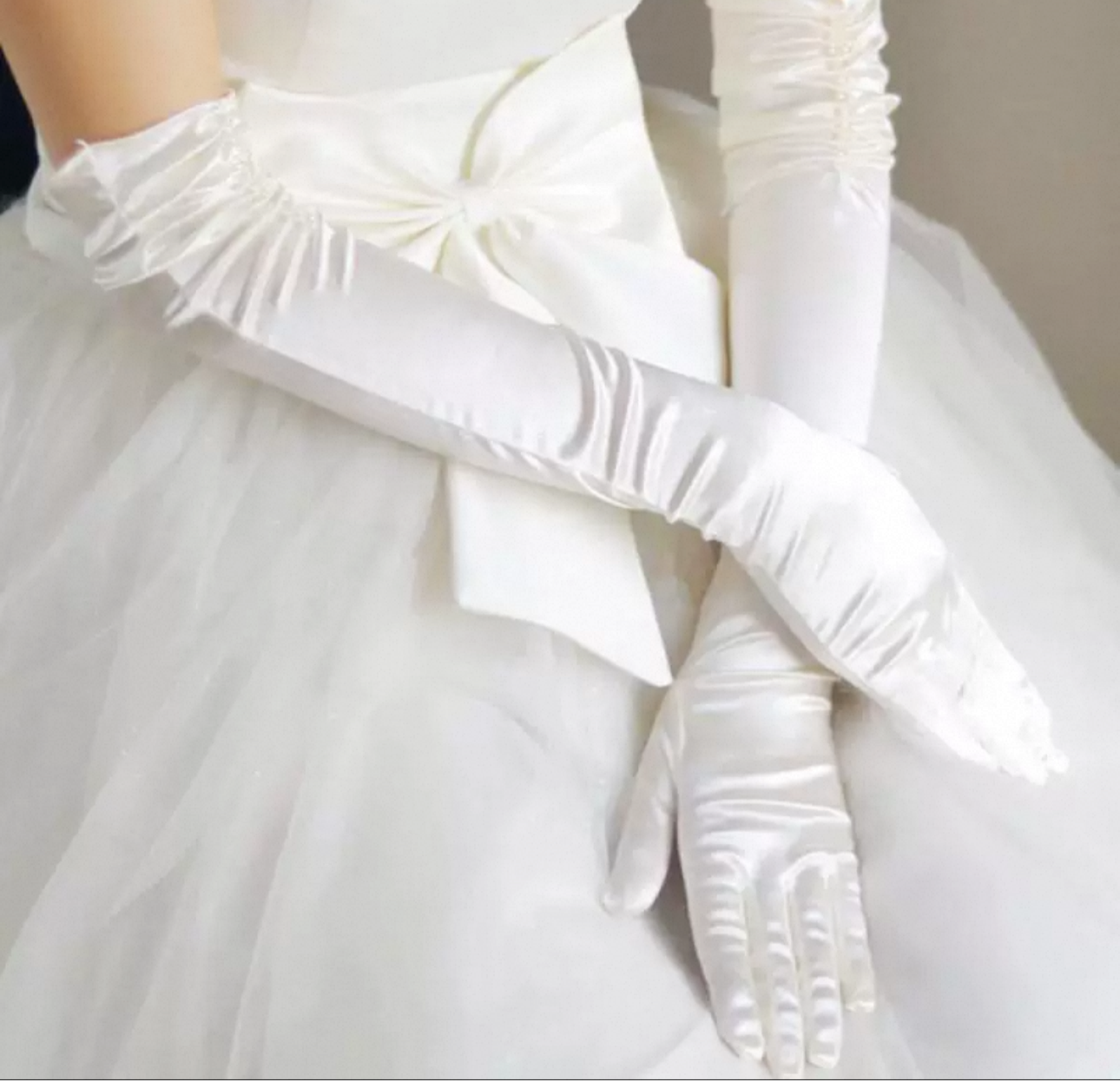 GT-216 | Long Satin Bridal Gloves