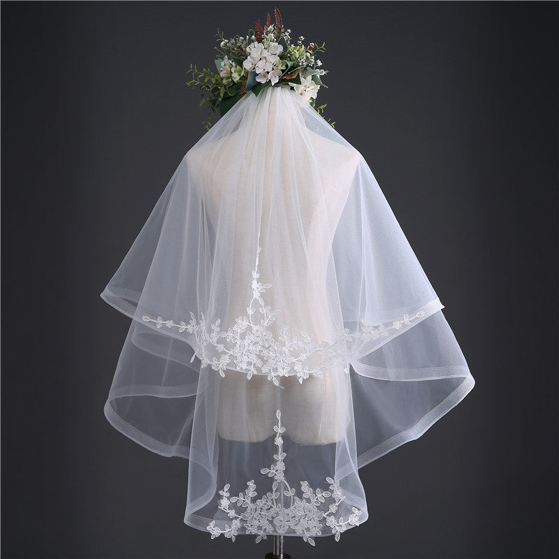 VN-771-7 | Double Layer Floral Lace Bridal Veil