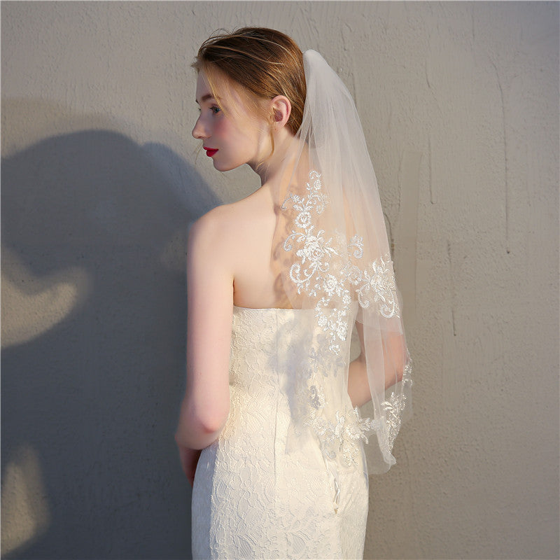 VN-019-10 | Embroidered Floral Edge Bridal Veil