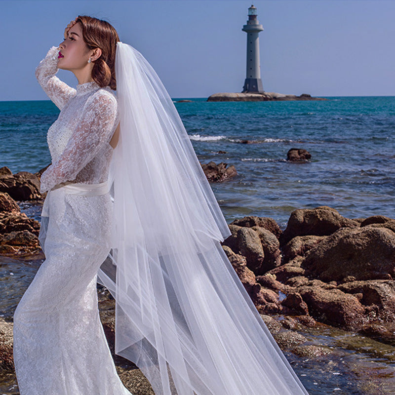VD-901-10 | Chapel-Length Soft Tulle Bridal Veil