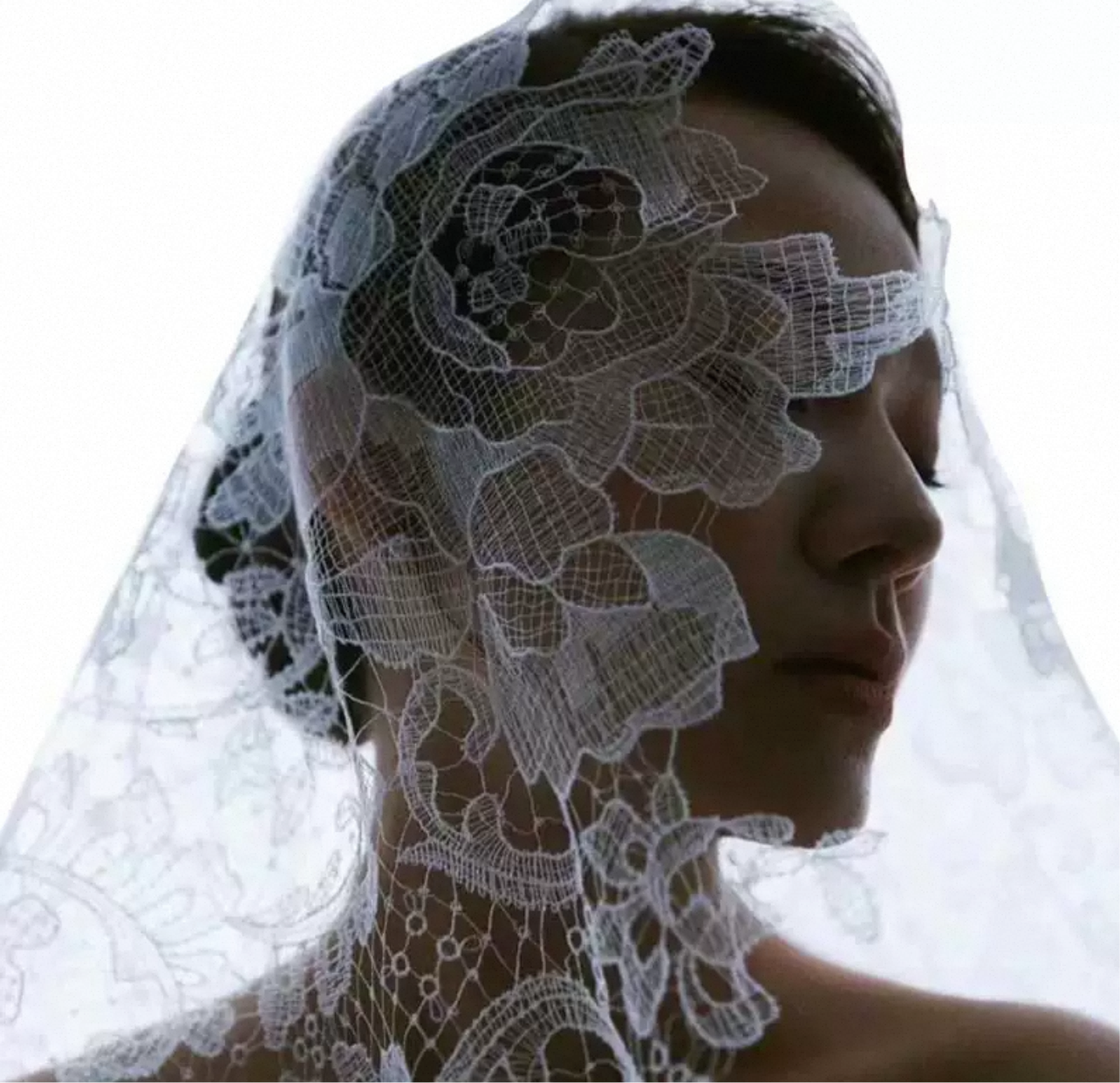 VN-698-1 | Antique-Inspired Full Lace Bridal Veil