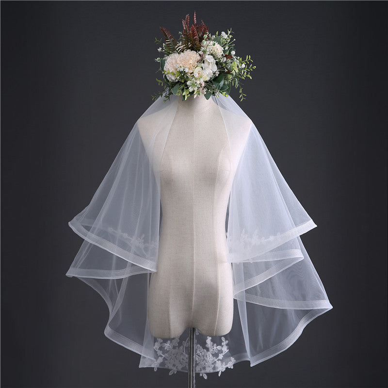 VN-771-7 | Double Layer Floral Lace Bridal Veil