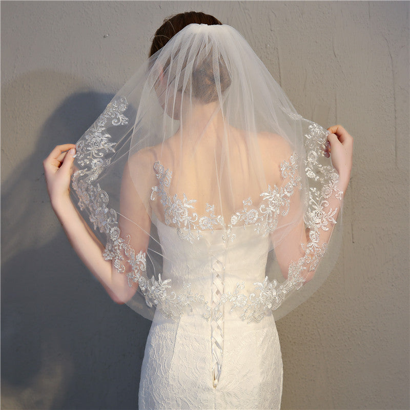 VN-019-10 | Embroidered Floral Edge Bridal Veil