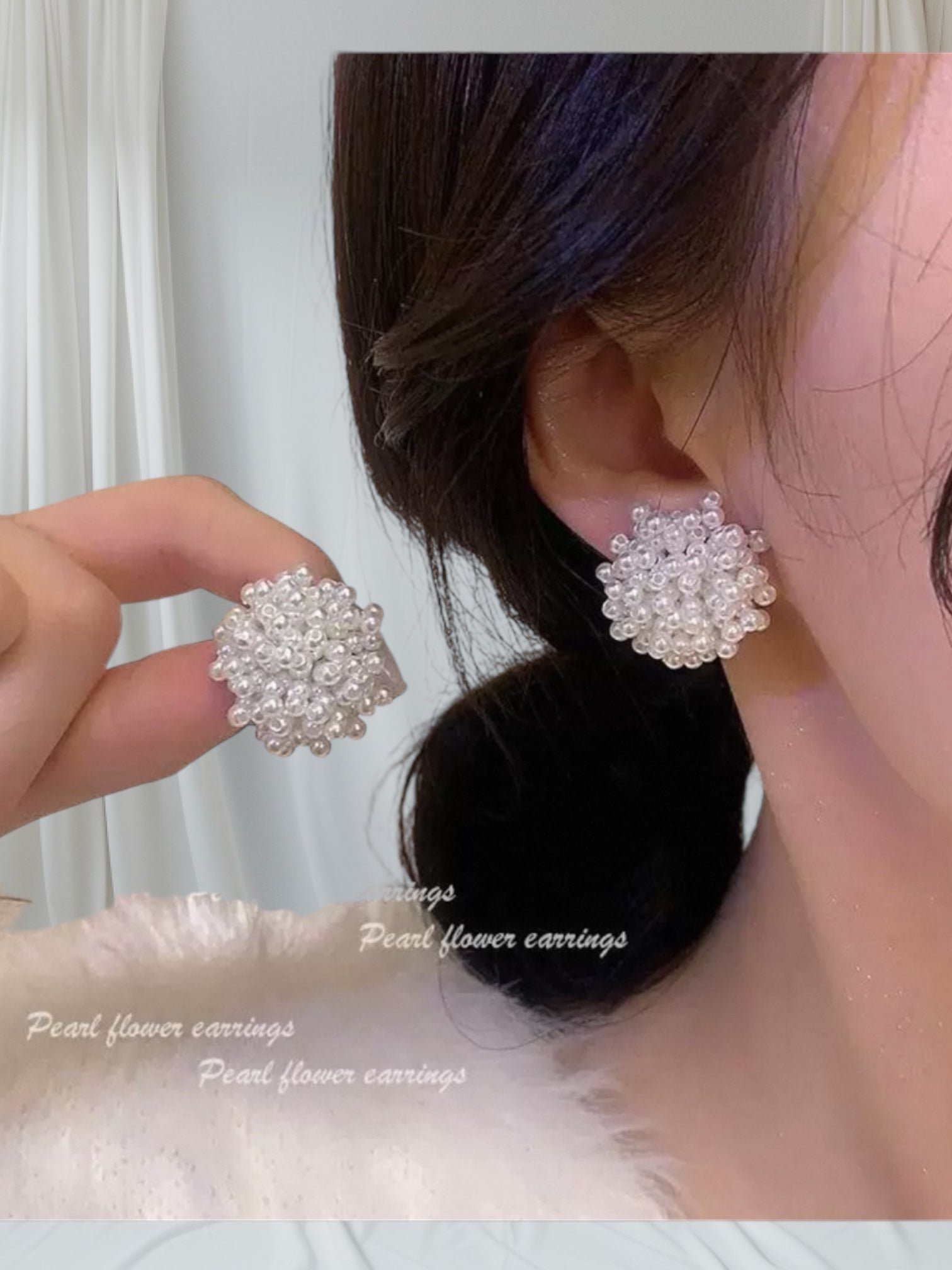 HTN-341-2 | Pearl Flower Earrings