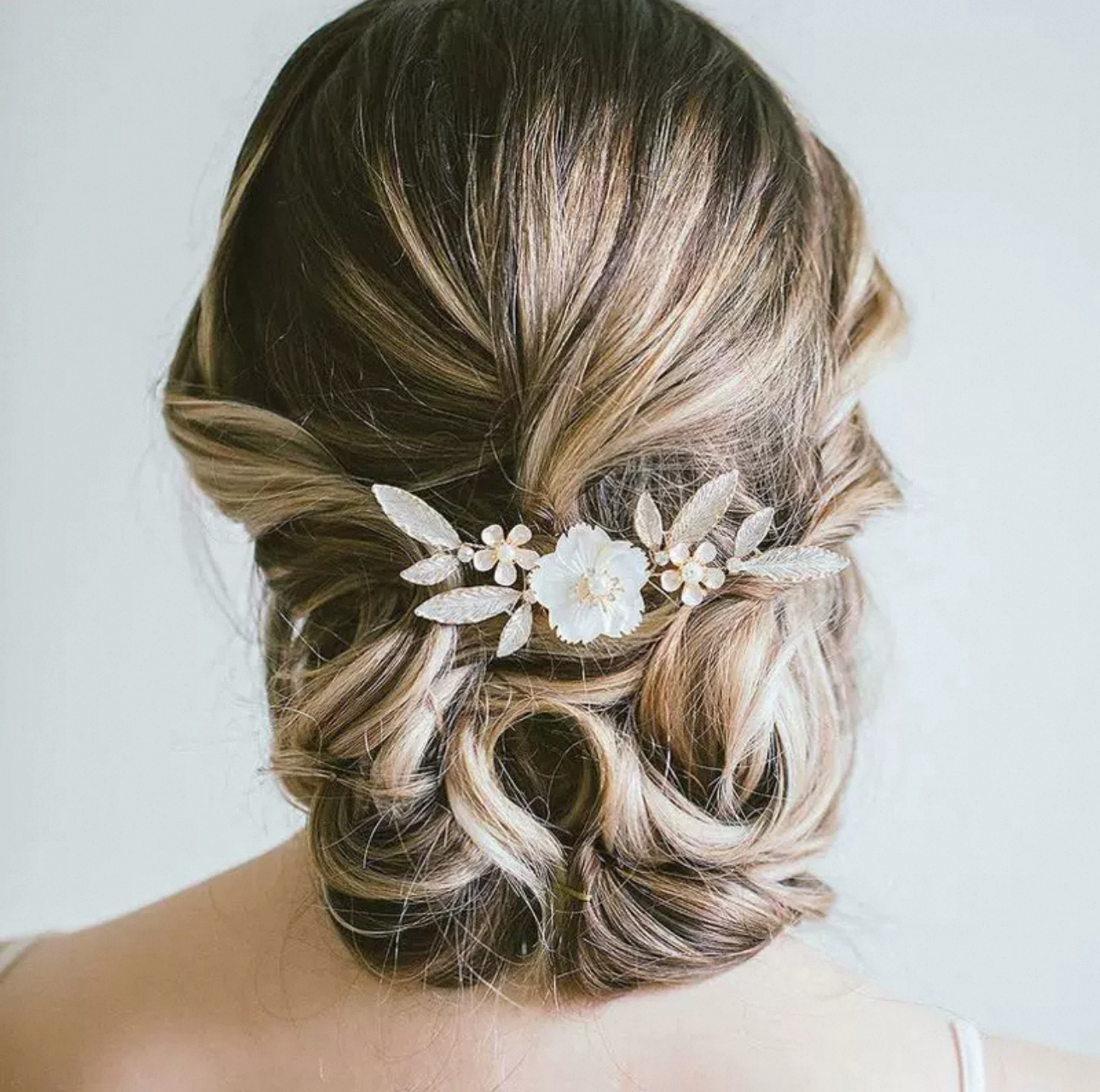 HCD-849-2 | Ivory Blossom & Leaf Bridal Hair Comb