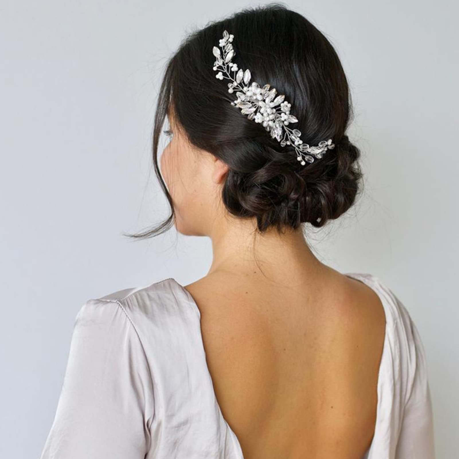 HCD-091-10 | Crystal Bloom Pearl Bridal Comb